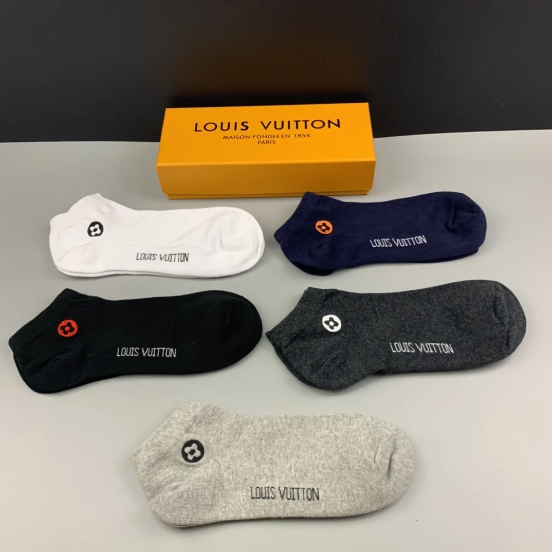 Louis Vuitton Style Copy1:1 Модные Простые Хлопчатобумажные ВпитыВающие Пот Дышащие Мужские