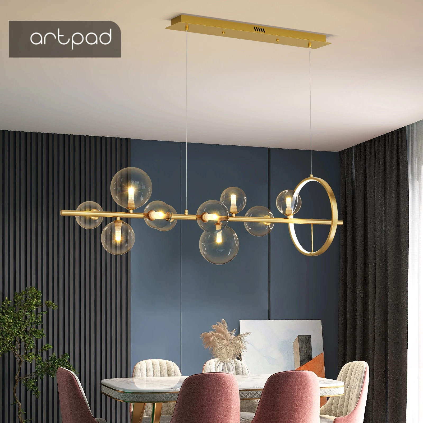 

Artpad Glass Hanging Lamps for Ceiling Fixture Gold Pendant Lights for Living Room Dining Room Decorations