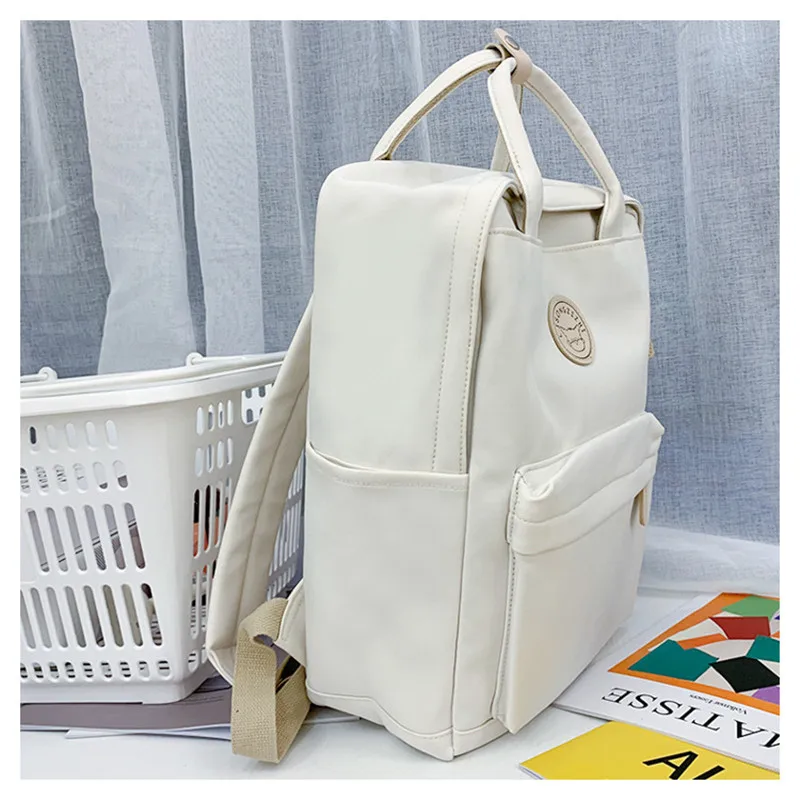 New Simple Fashion Casual Solid Colour Large Capacity Double Shoulder Bag High School Students Travel Shoulder Backpack