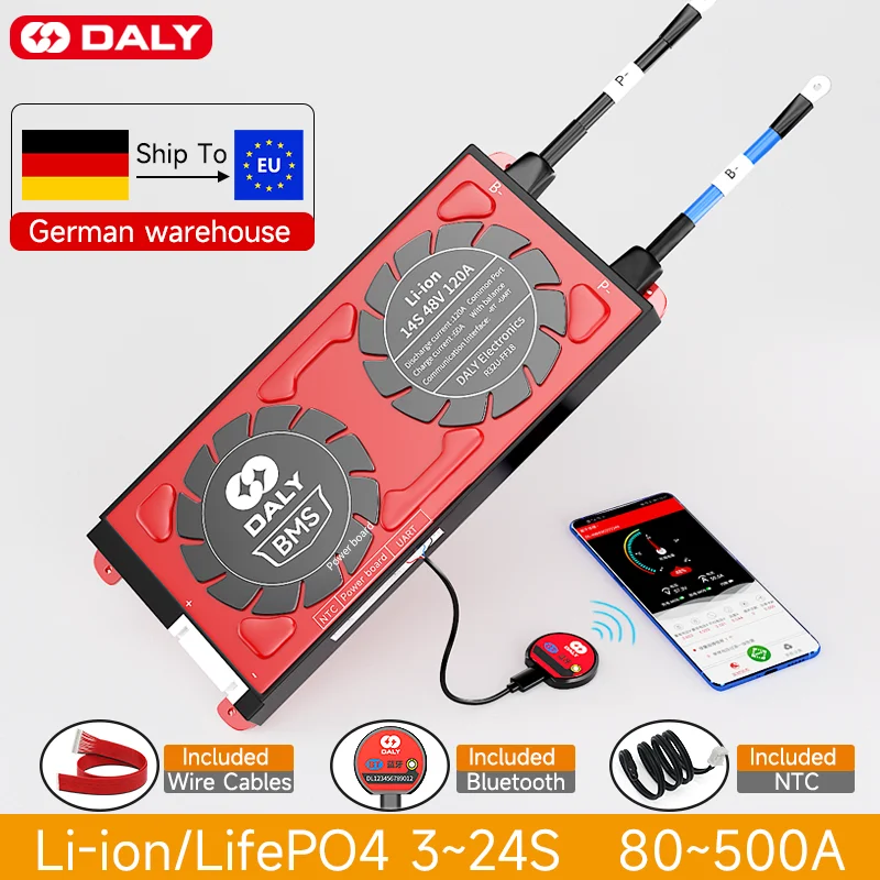 Daly Smart BMS LiFePo4 4S 8S 16S 12V 24V 48V умный активный стабилизатор тока 1A 100A 150A 200A 250A