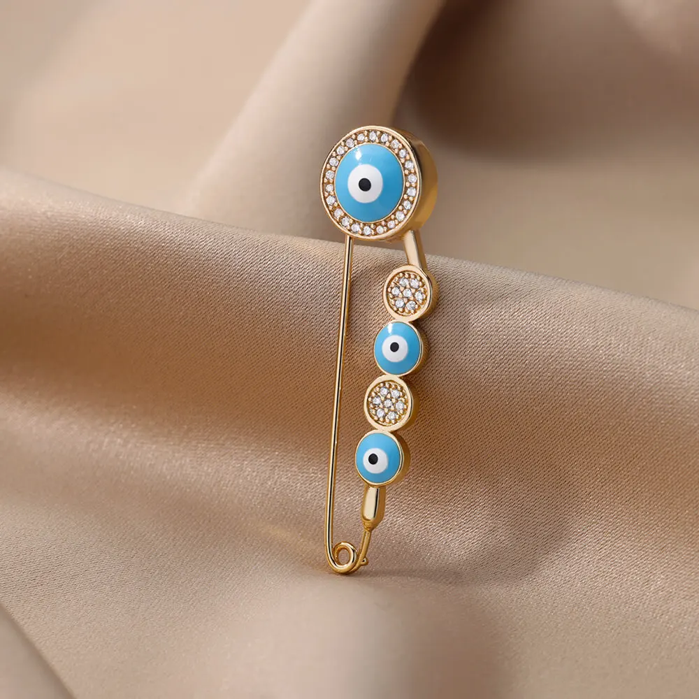 

Cute Lucky Blue Turkish Evil Eye Brooches Pins for Women Men Stars Heart Clover Enamel Pin Brooch Female Fashion Jewelry Gift