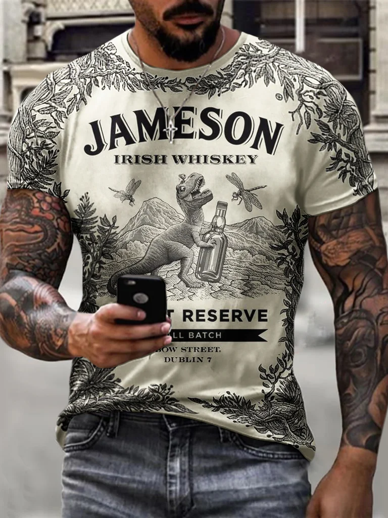 

Latest 2022 Summer Fashion Streetwear 3D Printed Men's T-Shirt Dinosaur Pattern Shirt Jurassic