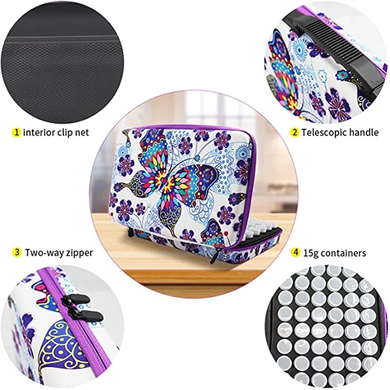 Diamond Painting Storage Container, 60 Slot Accessory Kit with Tools for Art Craft Jewelry Beads