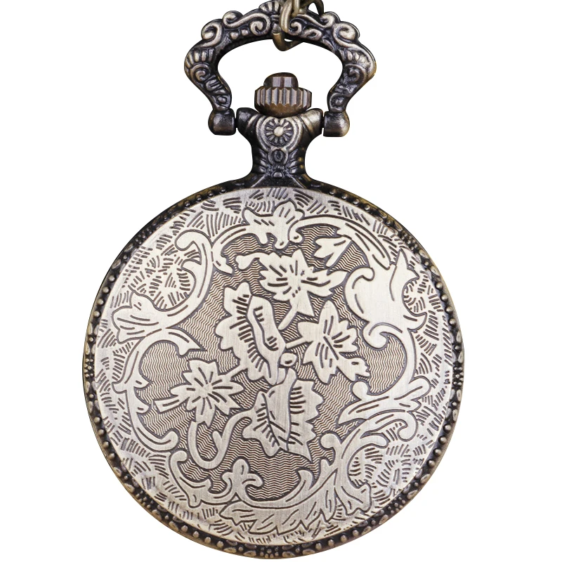 50pc Unique Antique Bronze Quartz Pocket Watches Vintage Analog Design Flap Pocket&Fob Watch Male Best Gift reloj de bolsillo