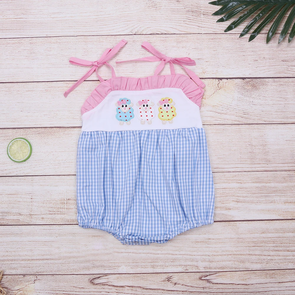 

Bebes One-Pieces Babi Girls Clothes Toddler Romper Jumpsuit Sheep Embroidery Child Costum Sleeveless Baby Items For 0-3T Girl