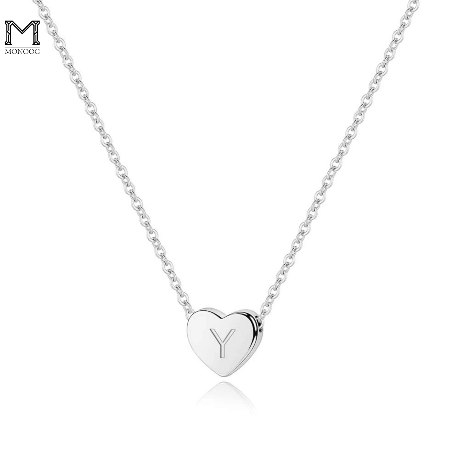 

MONOOC S925 Sterling Silver Heart Initial Necklace 14K Gold Plated Dainty Tiny Alphabet Silver Necklace for Women Girls Kids