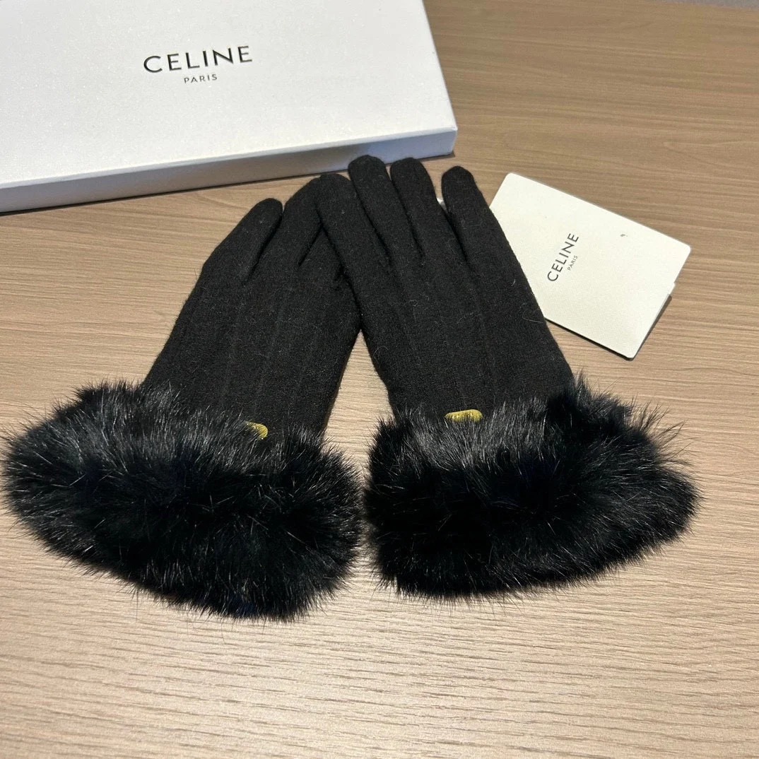 Модные шерстяные и бархатные перчатки в стиле Celine