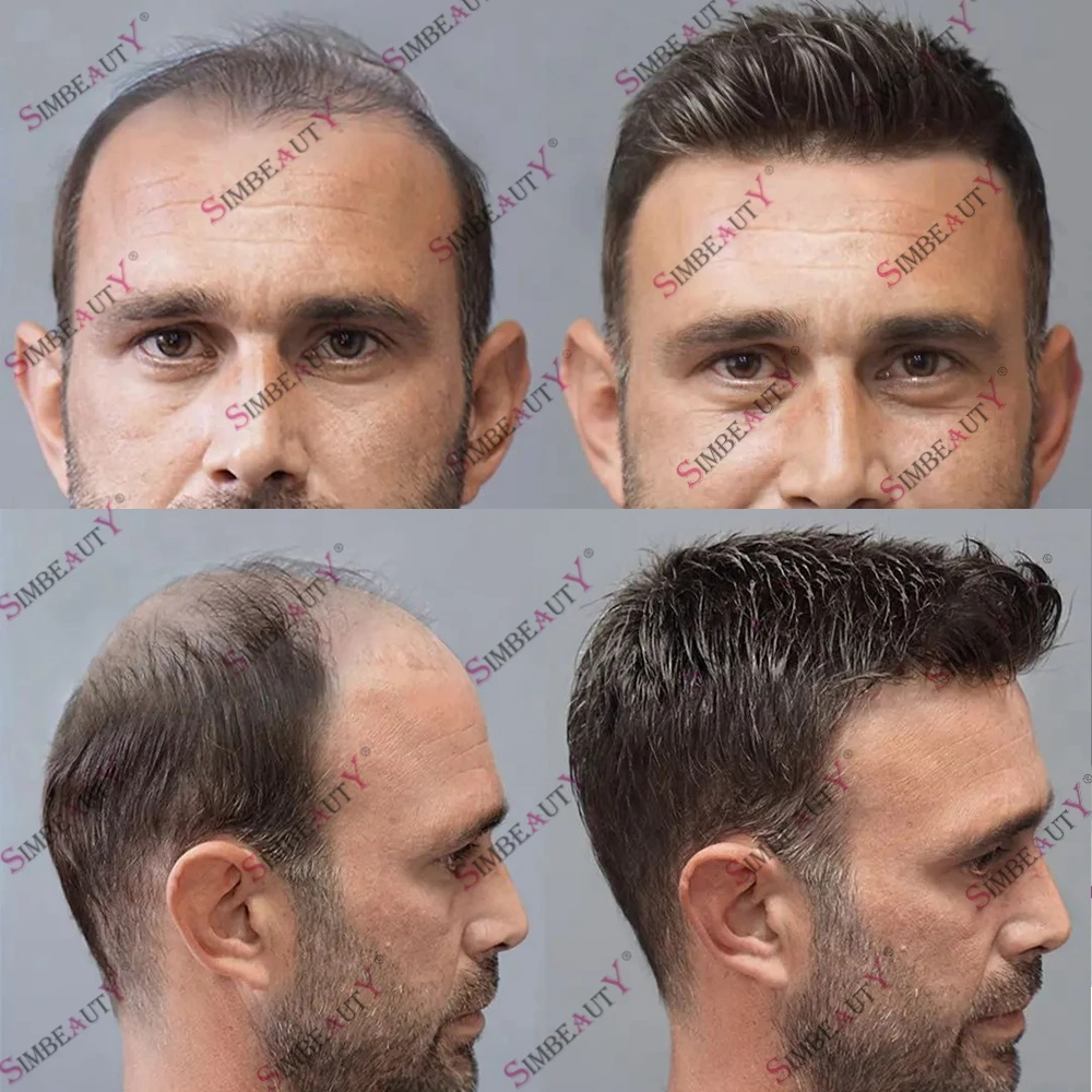 Черные коричневые светлые 100% натуральные человеческие волосы сменные мужские