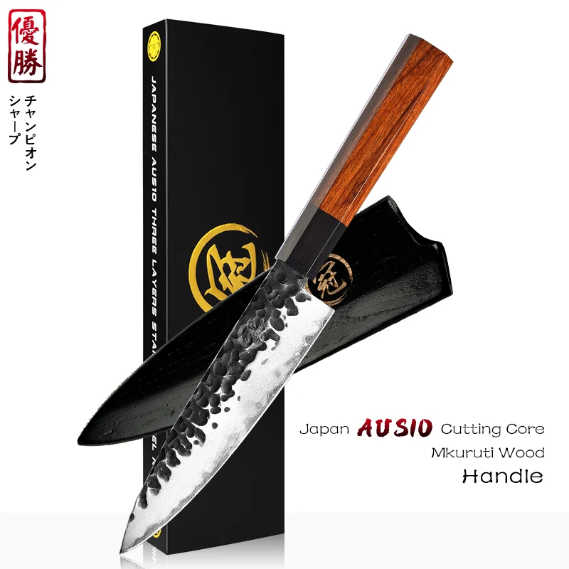 

Japanese Petty Knife 5.7' inch Japanese AUS10 3 Layers Steel Chef Kitchen Knives Home Cooking Tool Paring Knife Kurouchi Blade