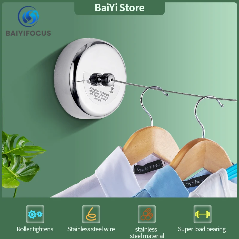 

Hotel invisible punch-free clothesline indoor telescopic stainless steel wire clothesline outdoor nylon clothesline