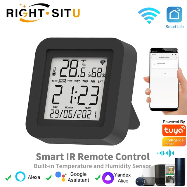 Tuya Smart WiFi Universal IR Remote Temperature Humidity Sensor for Air Conditioner TV AC Works with Alexa,Google Home Yandex 1