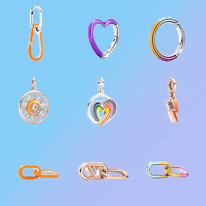 2022 Summer New Hot Sale Me Series Fashion Orange Hoop Earrings Bright Purple Heart Connector Solar Medal Unique Personality