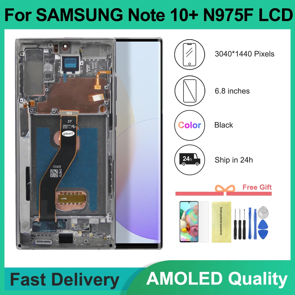 ЖК-дисплей Super AMOLED для Samsung Galaxy Note 10 Plus, сенсорный экран с дигитайзером в сборе, сменный дисплей для Note 10 + N975 N9750