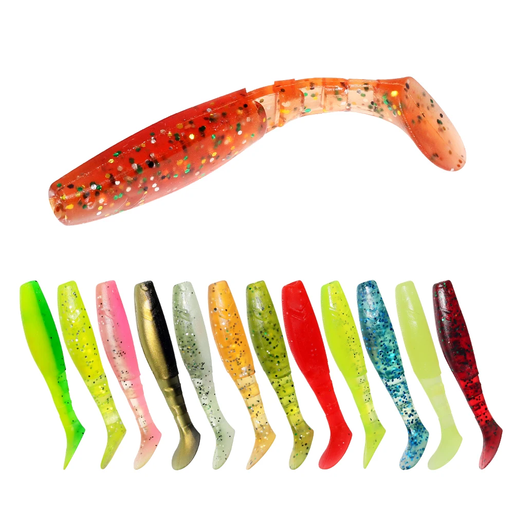

20Pcs Fishing Artificial Lures Baits Worm Bass Pike Minnow Swimbait Jigging Plastic Silicone Slug Soft Lures 60mm 1.6g