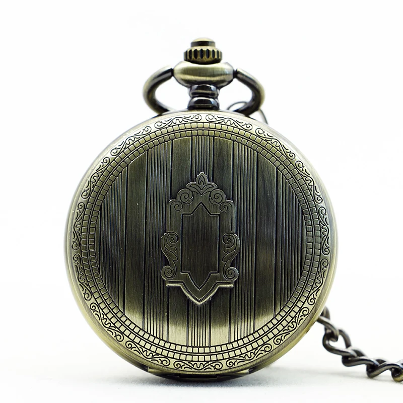 Self-Winding Mechanical Watch Chain Luxury Shield Case Skeleton Pendant Automatic Pocket Watch Men Women Roman Numeral Fob Watch