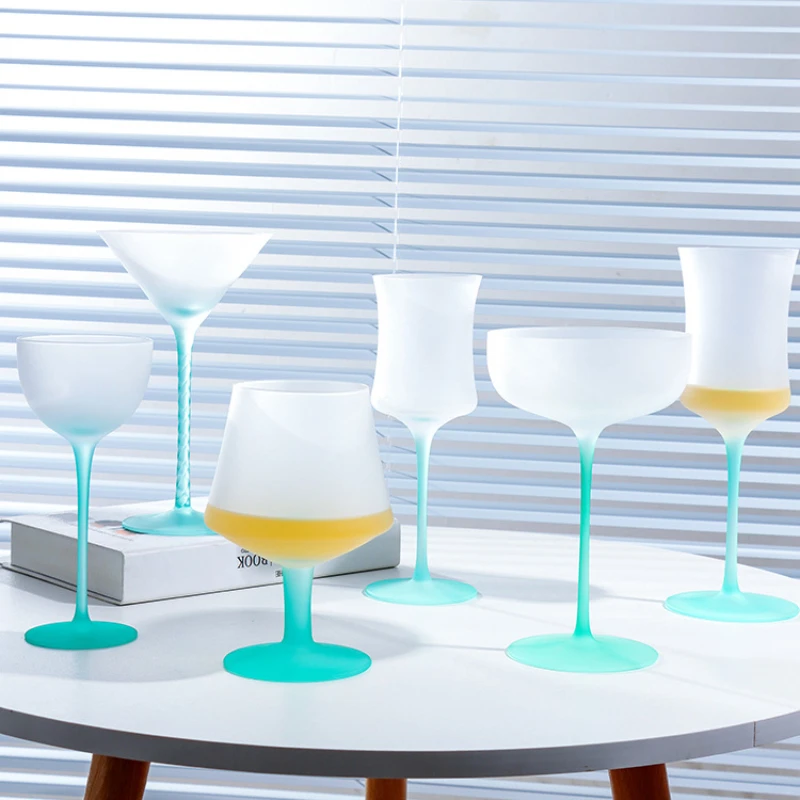 Скандинавский высокий бокал для вина цвета шампанского розовый десертов