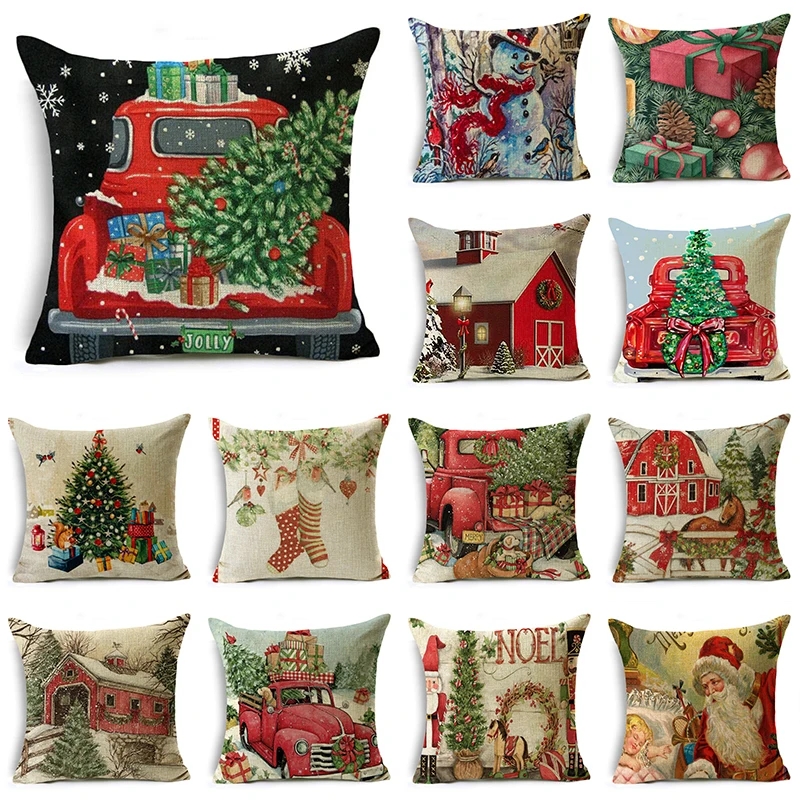 

Christmas Series Pillowcase Santa Elk Festival Home Decor Office Sofa Cushion Cover 40*40cm/45*45cm/50*50cm