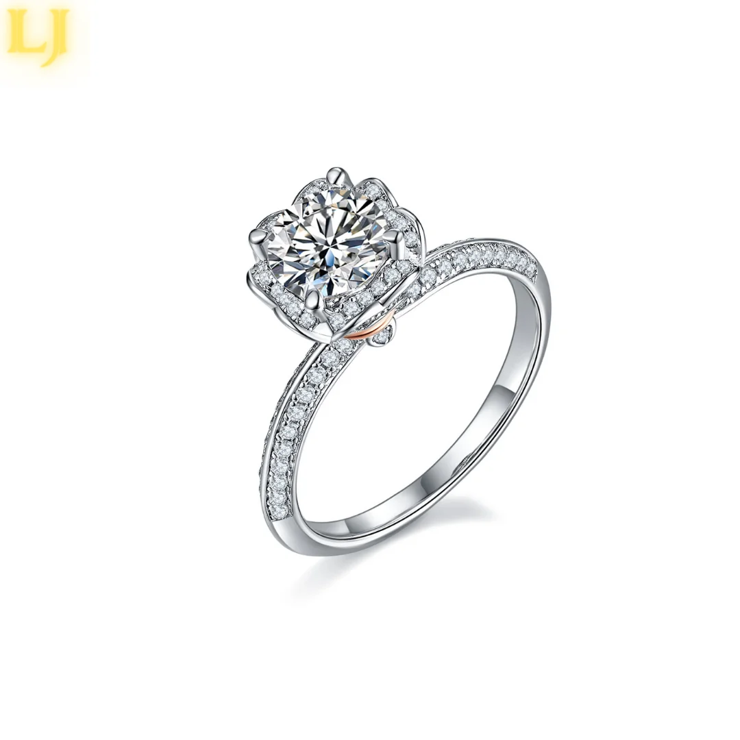 

925 Silver Wedding Rings for Women Moissanite Diamond Engagement Ring Rhodium Finish Luxury Jewelry