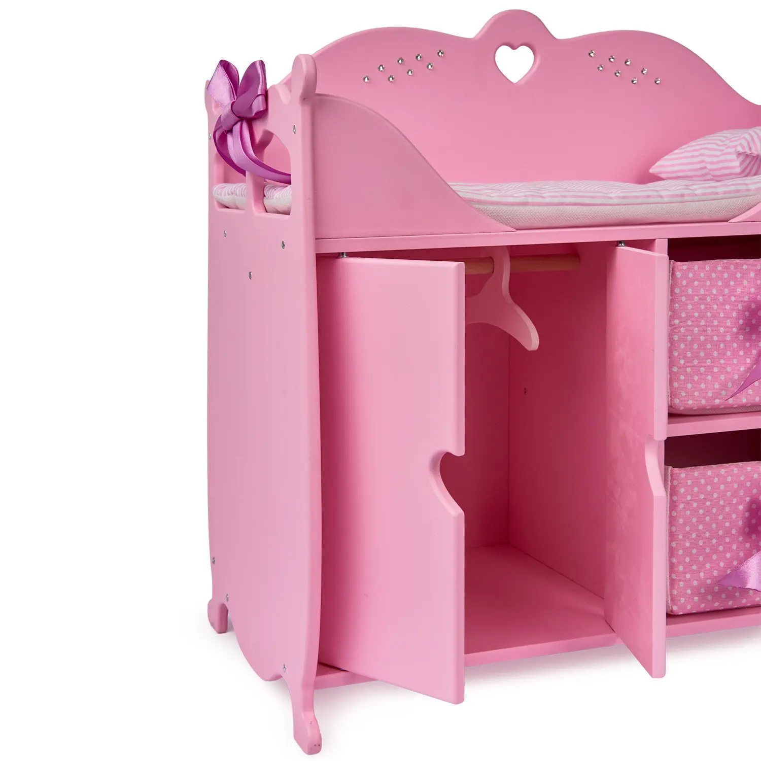 Детская кроватка для кукол. Шкаф кроватка Даймонд принцесс. Многофункциональный игровой комплекс, коллекция «Diamond Princess» розовый.