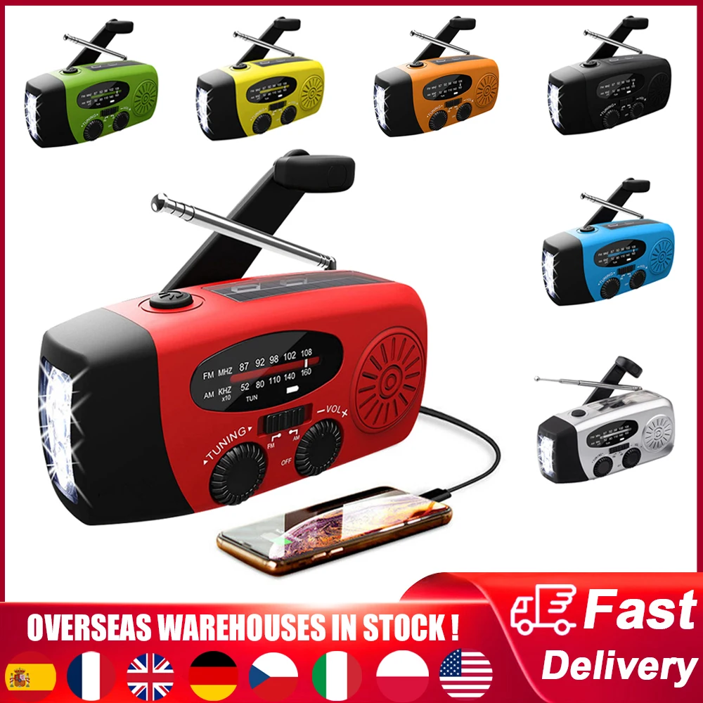 

Solar Emergency Radio AM / FM / NOAA Receiver 1200mAh Hand Crank Power Generation Power Bank Portable Flashlight Weather Radio