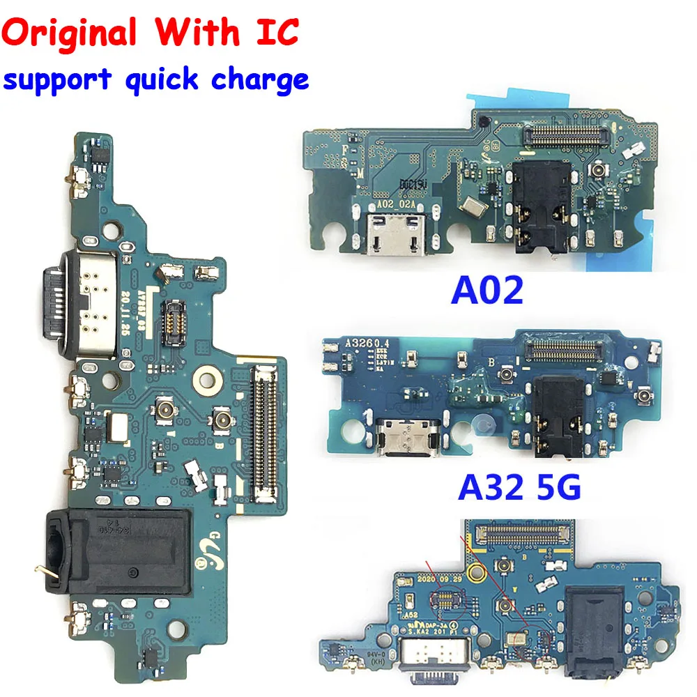 20Pcs 100% Original USB Port Charging Board For Samsung A01 A02 A12 A32 A52 A72 A02S USB Charging Dock Jack Plug Socket Port