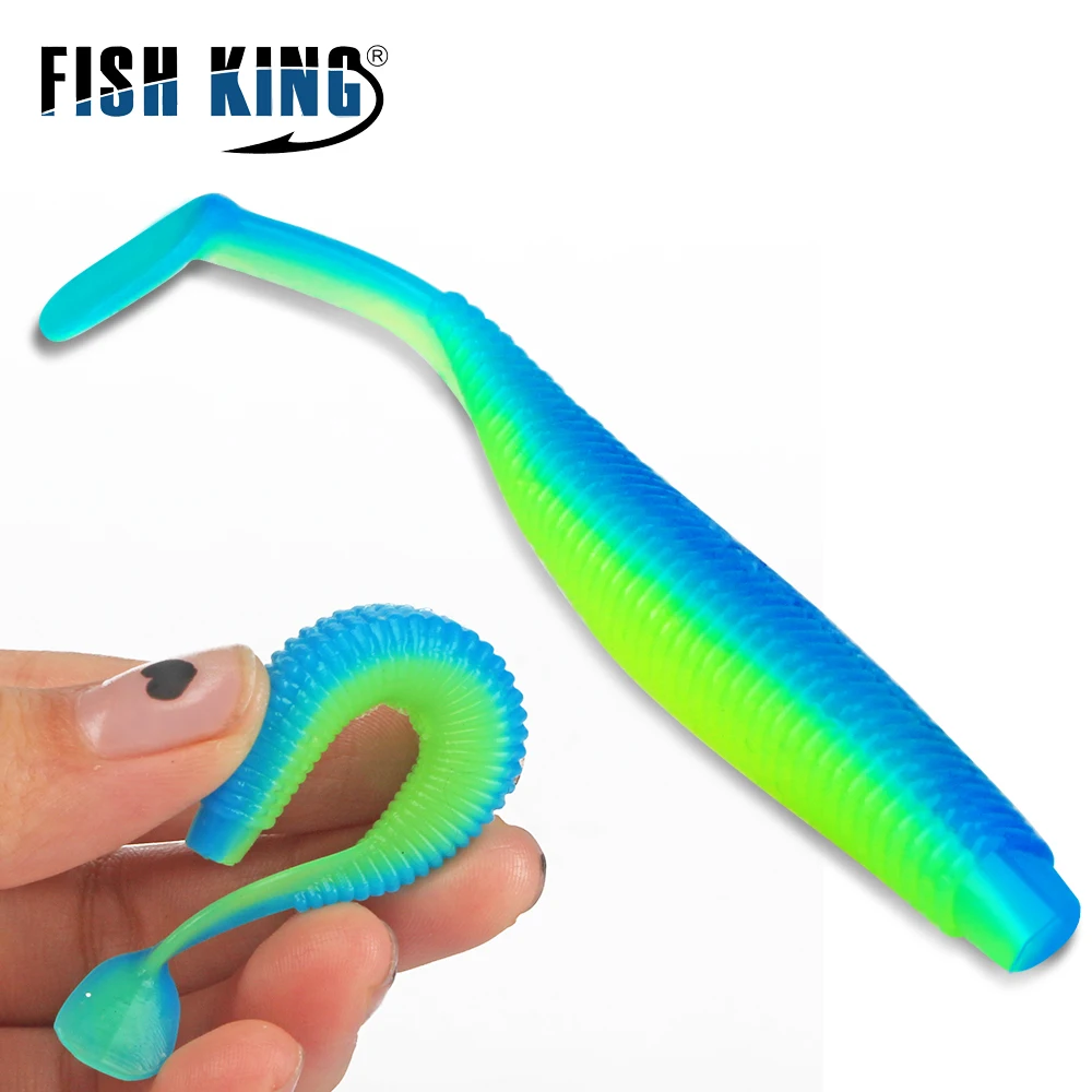 

FISH KING 20 шт. мягкие приманки, силиконовые черви, приманки 5 см 8 см, джиггинг, искусственные свимбейты для окуня, карпа, снасти