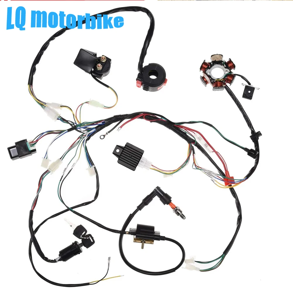 

Motorcycle ATV Quad Pit Bike Buggy Go Kart Full Complete Electrics Wiring Harness CDI STATOR 6 Coil For 50 110 125 150 200 250CC