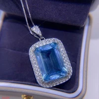 high end jewelry 100 natural gemstones 925 sterling silver blue topaz womens pendant necklace party gift marry wedding new