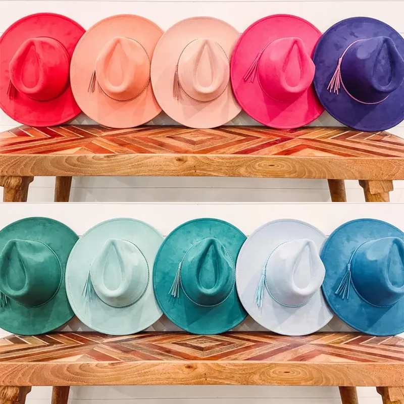 Шляпа из Веганской замши топ в форме сердца шляпа Федора с широкими полями 9 5 см