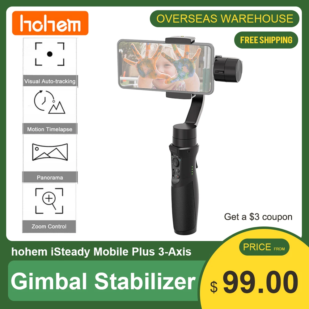 

hohem iSteady Mobile Plus Phone Gimbal Stabilizer 3-Axis Handheld Auto-tracking Motion Time Lapse for Phone 13/12/11/X Pro Max 8