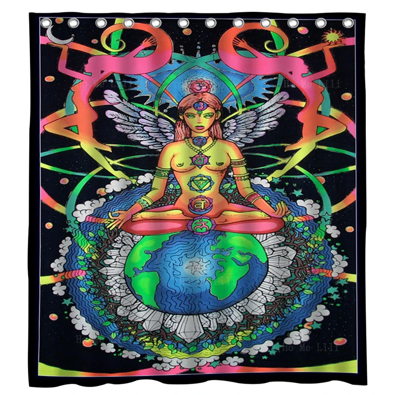 

Trippy Space Mushroom Fairy Wonderland Chakra Goddess Acid Art Swirl Psychedelic Waterproof Shower Curtain By Ho Me Lili