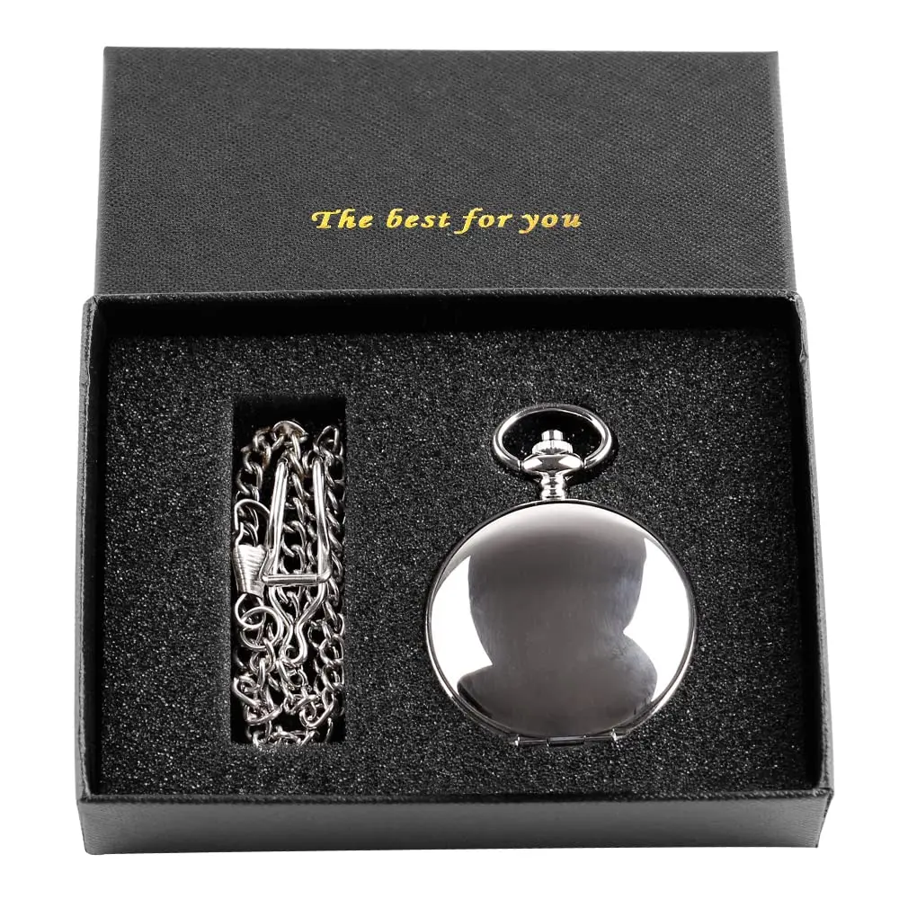2022 Fashion Business Pocket Watch With Box Machinery Luxury Silver Neutral Gift Box Set Pocket Watch Necklace Accessories