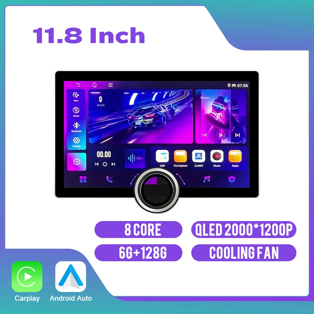 10,1/11,8-дюймовый экран Diamond 2K Android Автомобильный радиоприемник 2Din Мультимедийный плеер с одной ручкой Carplay Android Auto GPS Автомобильное аудио 4G Wi-Fi