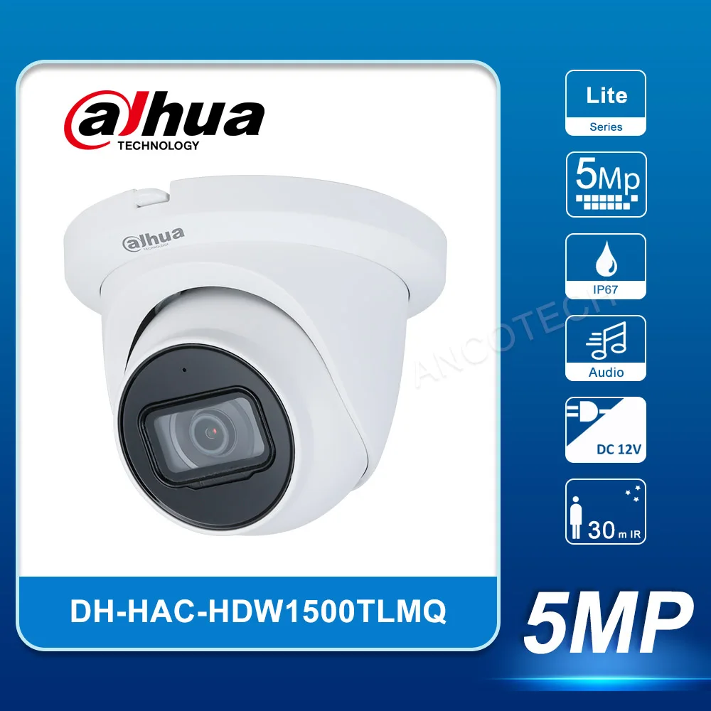 

Dahua HAC-HDW1500TLMQ HAC-HDW1500TMQ-A 5MP Starlight HDCVI Quick-to-install IR Eyeball Camera 30m IR Built-in Mic CCTV Camera