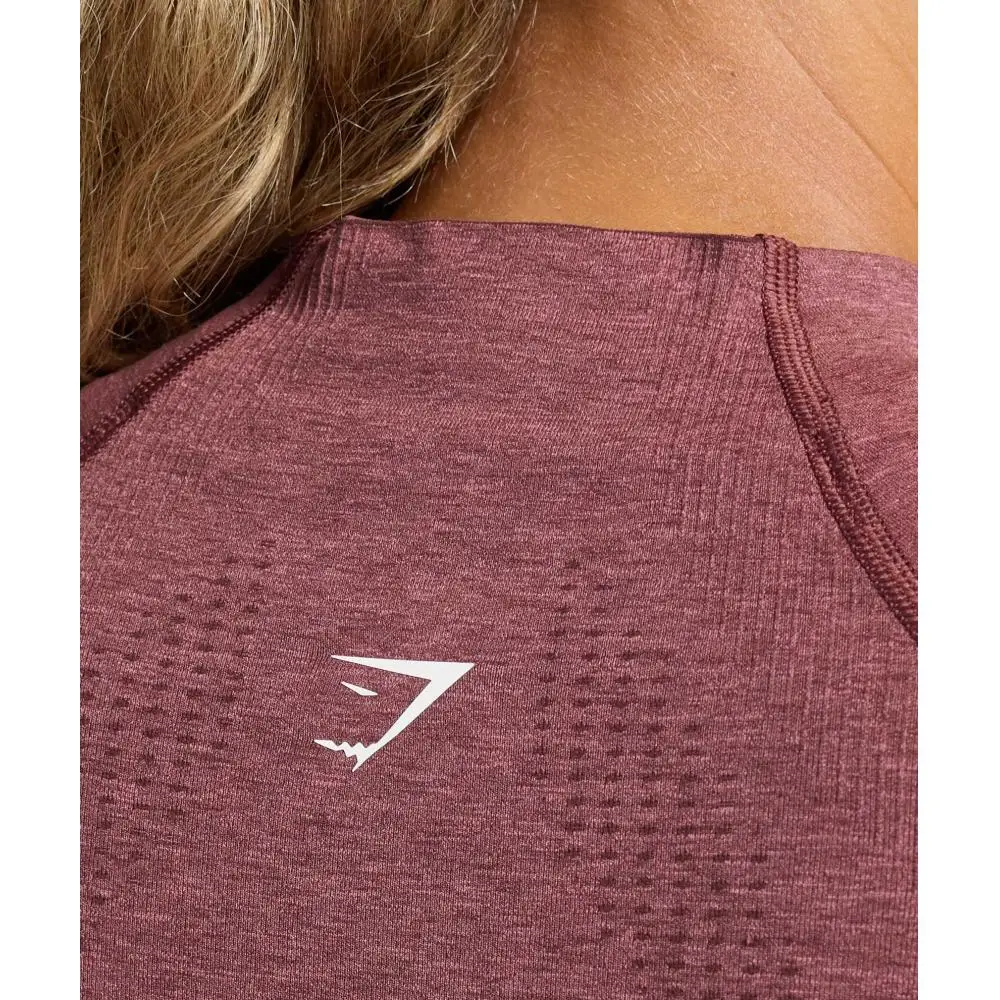 Бесшовный пуловер миди на молнии GYMSHARK Vital Бордово-розовый Marl B5A9Q KB80