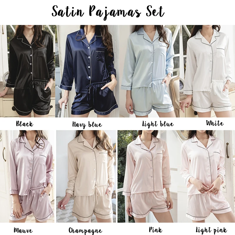 High Quality Satin Pajamas With Shorts Women Sleepwear Two Piece Pajamas Set Bridal Silk Pajamas Plus Size Pajamas