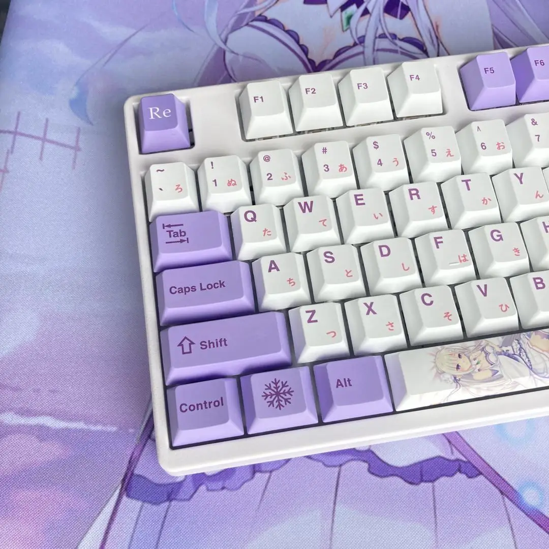 

Japanese root cartoon Anime Cherry Profile Keycaps PBT 130 Keys Amelia For Mechanical Keyboard MX Switch Anne Pro 2 TM680 GK61
