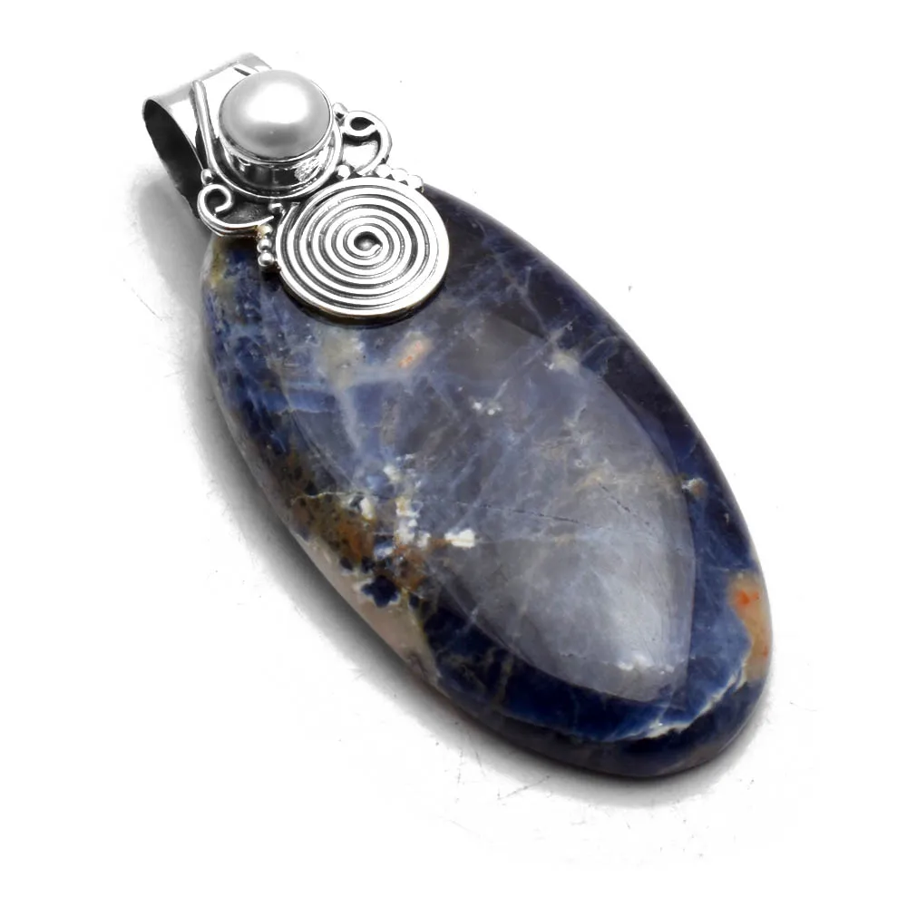 Подлинный кальдалит + подвеска из жемчуга цвет серебро 45 мм AP9274