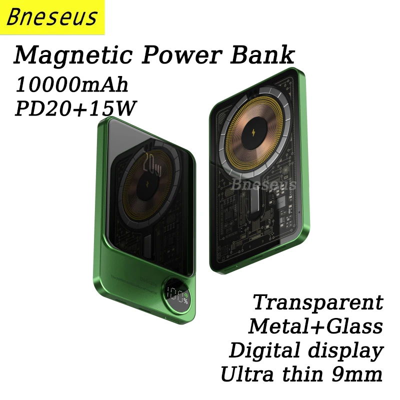 

New Magnetic Powerbank Transparent Wireless External Auxiliary Battery Macsafe Charger For iPhone 12 13 14 Portable Power Bank
