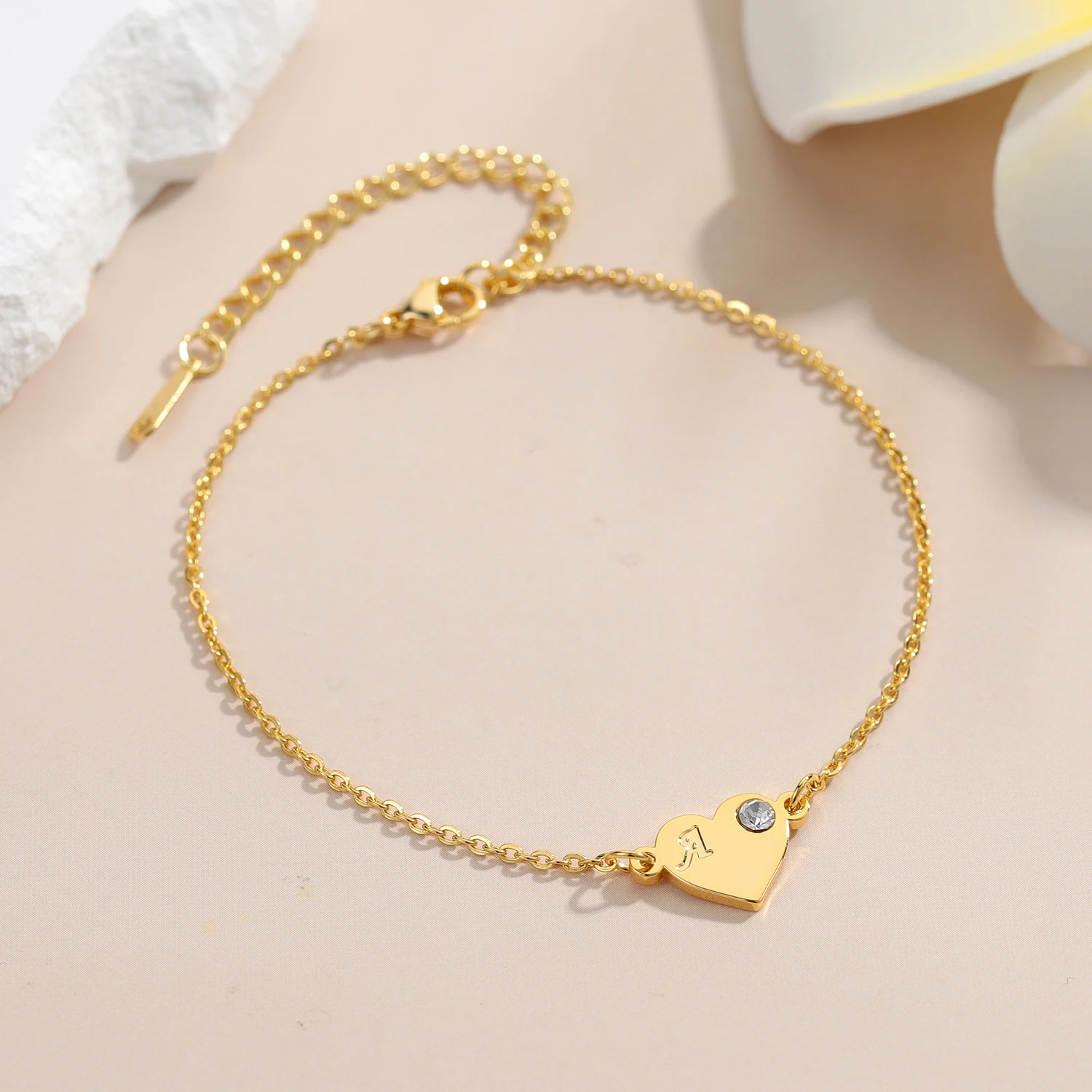 

Custom Initial Letter Bracelet With Birthstone Personalized Alphabet A-Z Stainless Steel Chain Gold Bracelet Delicate Jewelry