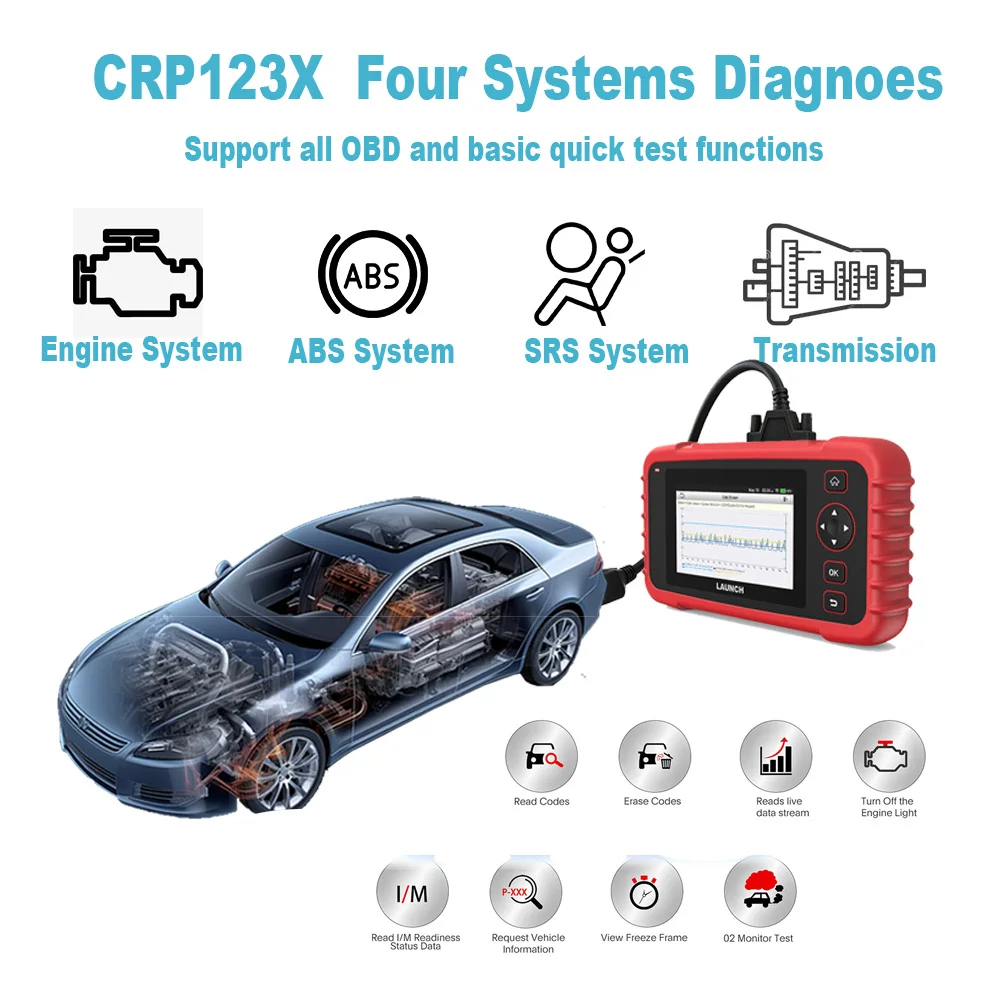 Лучший сканер OBD2 Launch CRP123X кодов Автомобильные диагностические инструменты для ABG