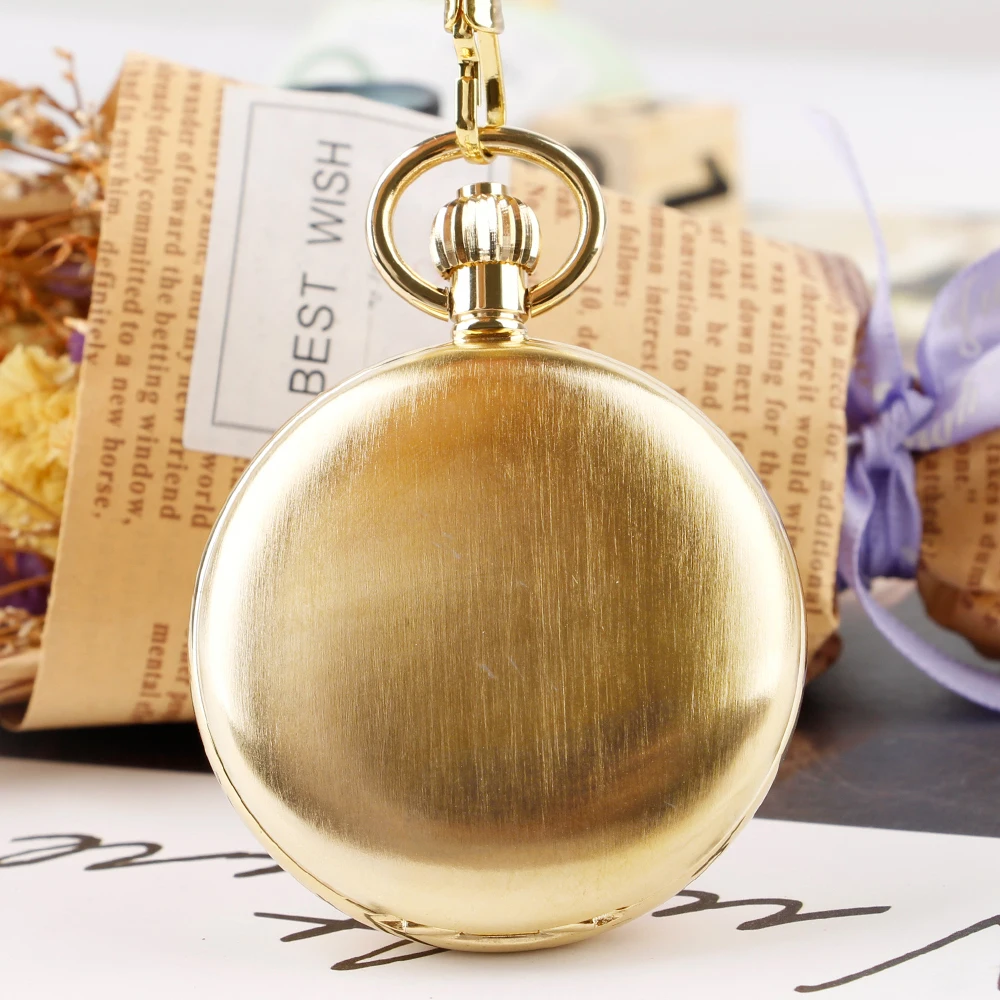 Luxury Gold 2 Sides Open Case Mechanical Pocket Watch For Men Women Business Fashion Necklace Sweater Chain Pendant PJX043