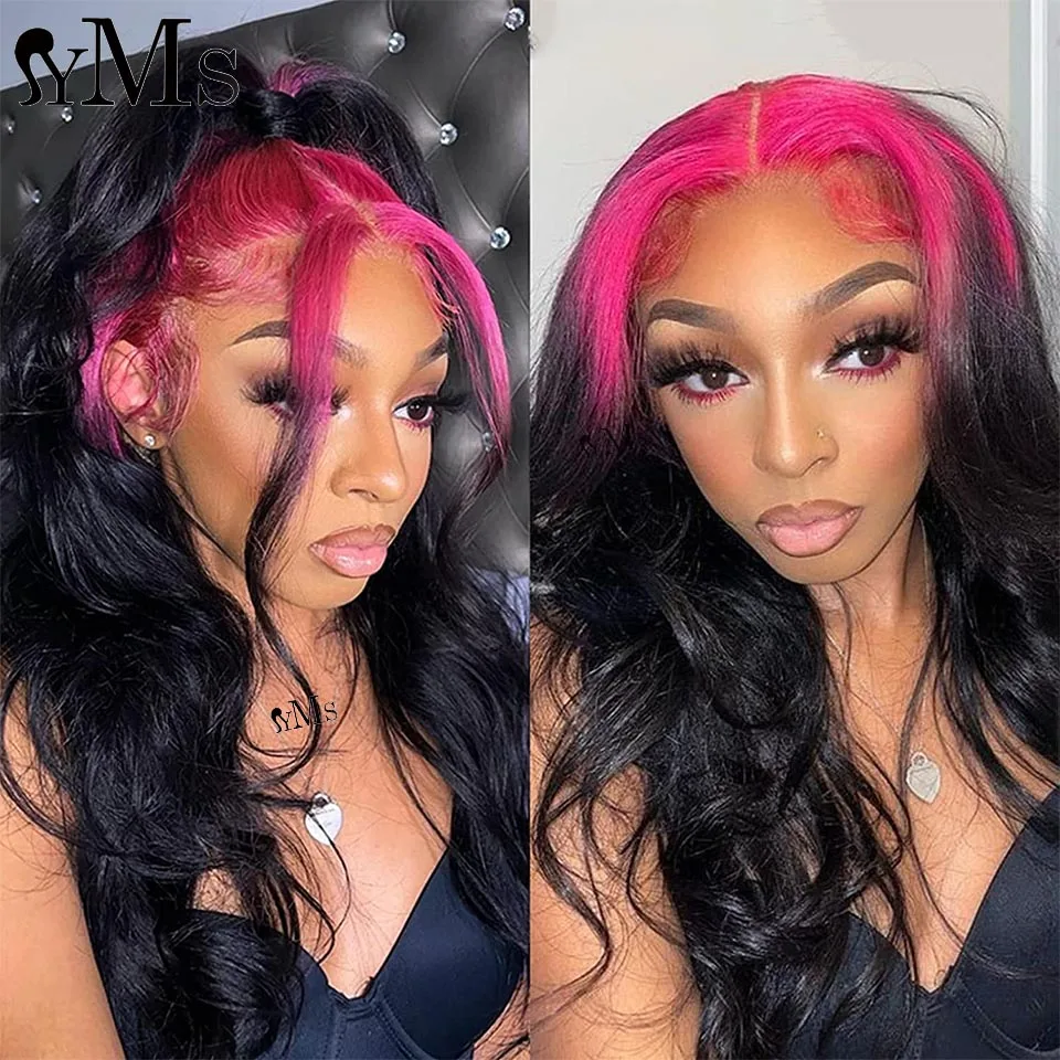 

Ombre Pink Root Body Wave 13x4 Lace Front Wig For Woman YMS HD Transparent Glueless Body Wave Human Hair Wigs Pre Plucked