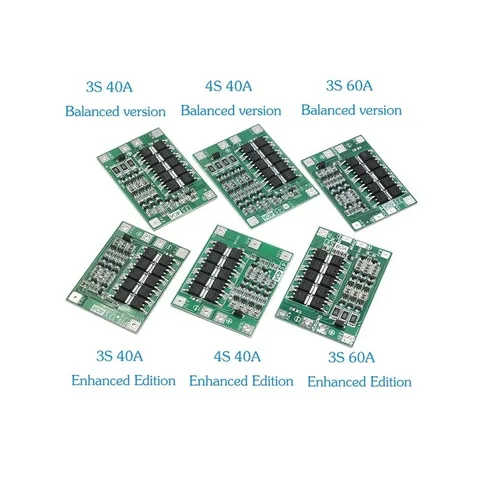 Плата защиты BMS 3S 4S 40A 60A, с балансировкой, для сборок аккумуляторов шуруповёртов
