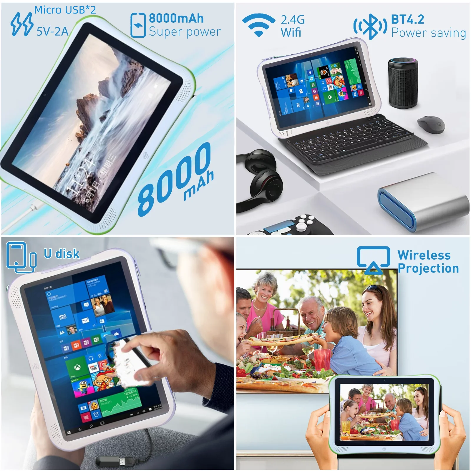 10 1-дюймовый планшетный ПК Q1 Windows 4 ГБ ОЗУ 64 ПЗУ процессор Intel Atom x5-Z8350 HDMI USB 3 0 8000 мАч