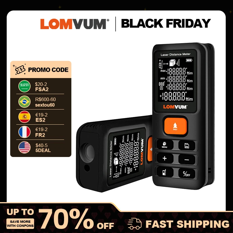 LOMVUM 40m 120m Trena Measure Tape Laser Ruler Rangefinders Digital Distance Meter Measurer Range Finder Lazer Metreler 100m