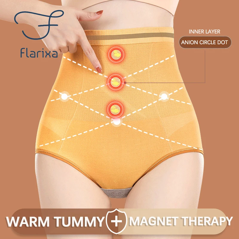 

Flarixa Seamless Women's Underwear High Waist Flat Belly Panties Solid Color Breathable Underpants Antibacterial Soft Briefs New