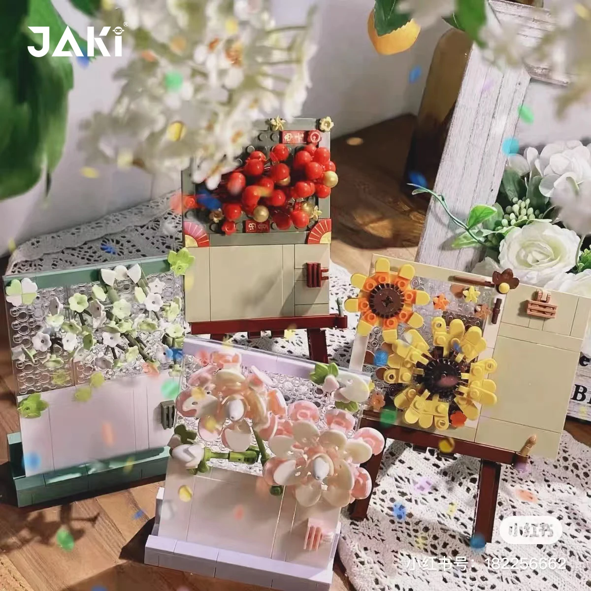 

DIY Bouquet Sets Sunflower Postcard Model MOC Building Blocks Kit Gypsophila Jasmine Flower Bricks Toys For Girls Birthday Gift
