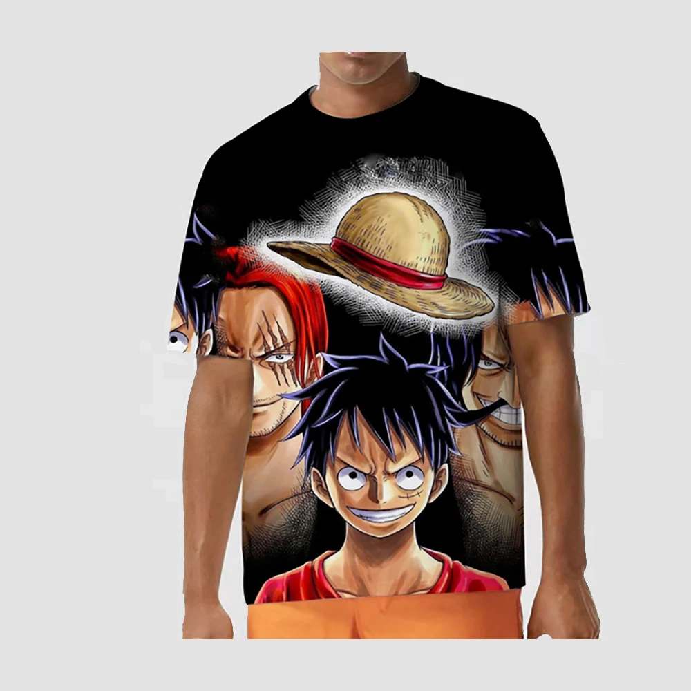 

Новинка 2023, модная цельный 3D футболка, Luffy, соломенная шляпа, японское аниме, забавная футболка для мужчин и женщин, о-образный вырез, черный, с коротким рукавом