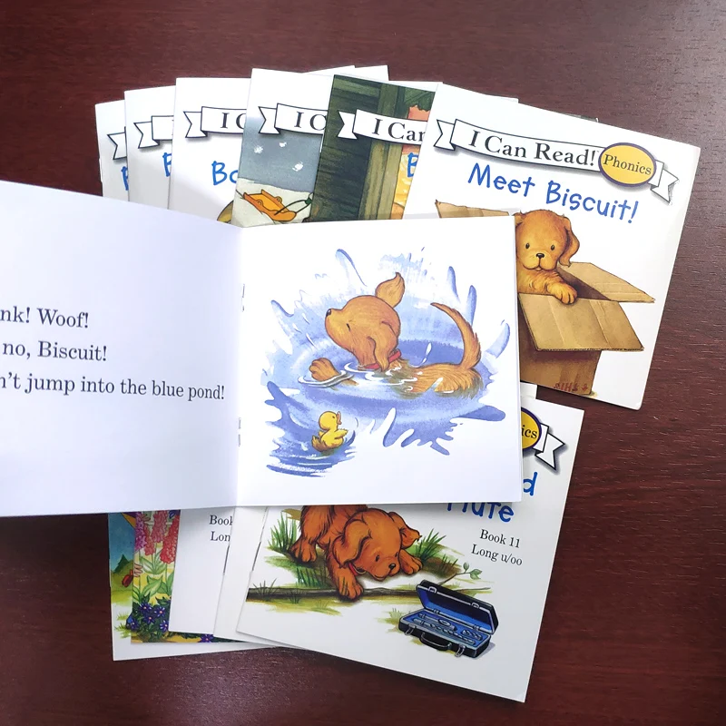

12 Books/Lot Biscuit Series Phonics English Picture Books For Kids I Can Read Education For Children Pocket Reading Story Book